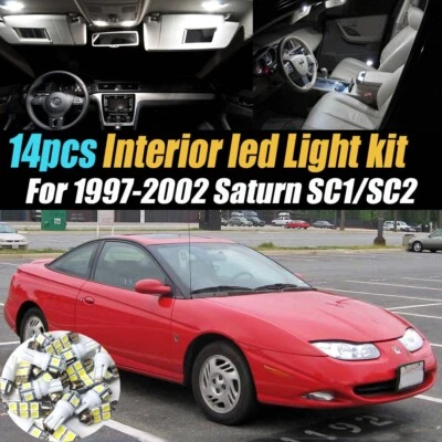 14Pc Super White Car Interior LED Light Bulb Kit for 1997-2002 Saturn SC1/SC2 - Image 1 of 4