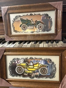 Wall Plagues Mirror Wood Frame Antique Automobiles 1911 Roadster 1904 Olds-Lot 2 - Picture 1 of 14