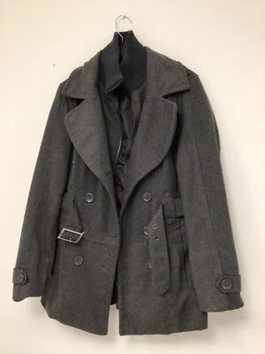 Chaqueta de lana para mujer Yoki New York talla L GRIS OSCURO bolsillos cinturón con cremallera Foto 1 de 4