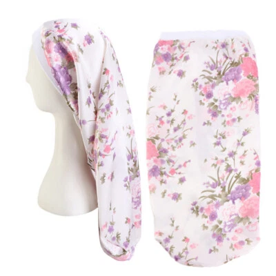 Women Satin Silk Sleep Cap Turban Baggy Long Hair Sock Caps Hair Care Hat Bonnet - Image 1 of 4