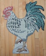 Vintage Rooster Cock Hand Hooked Rug Farmhouse Decor