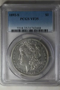 1892-S   1.00   PCGS   VF35    Morgan Silver Dollar, Miss Liberty Head Dollar - Picture 1 of 2