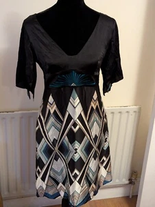 KAREN MILLEN Dress 12 Women Silk Embroidered Events occasion prom Geometric - Picture 1 of 14