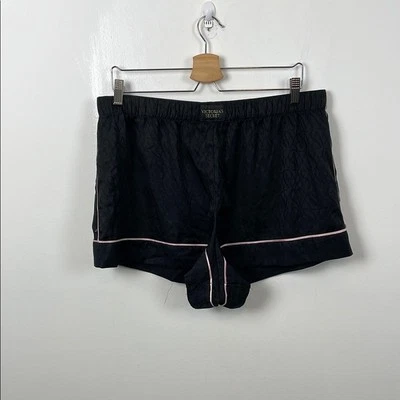 Victoria's Secret мягкий атлас женщин XL черный розовый отделки гостиной посуда шорты - Изображение 1 из 4