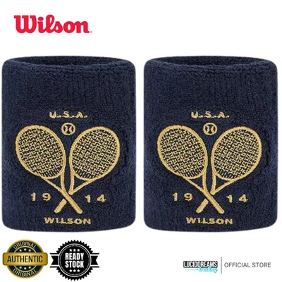 Pulsera deportiva de tenis Wilson color azul marino - diseño de raqueta/raqueta 1914 NUEVA Foto 1 de 4