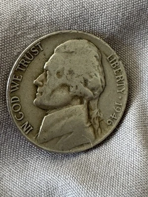 1946 No Mint Mark Silver Nickel As Seen - Image 1 of 4