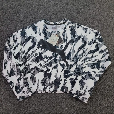 Puma Top Women Small White Black Rebel Cropped Relaxed Breakdance Streetwear - Image 1 of 4