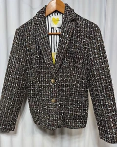 Kerri Rosenthal NWT Happy Hour Boucle Blazer Size Small in Black/Multi Tweed - Picture 1 of 9