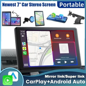 Autoradio 7" Touchscreen Portatile Wireless Apple Carplay/Android Auto GPS - Foto 1 di 8