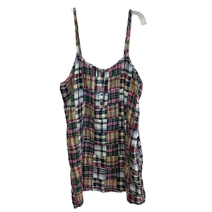 NWT Old Navy Spaghetti Strap Dress Madras Plaid Patchwork Women’s XXL NEW Boho - Picture 1 of 9