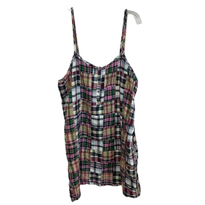 NWT Old Navy Spaghetti Strap Dress Madras Plaid Patchwork Women’s XXL NEW Boho - Image 1 of 4