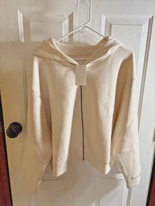 A New Day cremefarbene Damen-Sweatjacke mit Reißverschluss und Hoodie, Größe 1X, neu mit Etikett - Bild 1 von 5