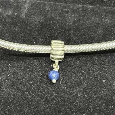 Authentic Pandora Retired December Birthday Charm #790166L- Lapis Blue Stone - Image 1 of 4