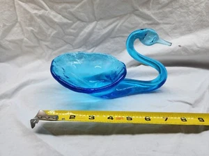 Vintage Cobalt Blue Glass Art Swan Candy Dish Figurine 8" - Picture 1 of 7