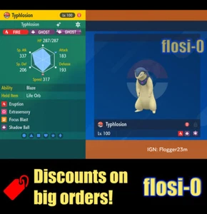 6IV Shiny Typhlosion Hisui Pokemon Scarlet and Violet - Picture 1 of 1