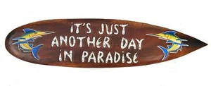 Holzschild im Surfboard Look mit Schwertfisch Motiv Wandmaske Paradise Surfbrett - Bild 1 von 2