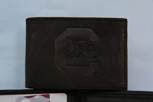 SOUTH CAROLINA GAMECOCKS Leather BiFold Wallet NEW black 2 sb - Picture 1 of 5