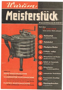  Waschmaschine "Meisterstück Firma EBG Duisburg Werbung Werbeblatt Vintage Deko - Bild 1 von 2