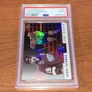 1993-94 Upper Deck Next In Line #NL3 Steve Yzerman/Joe Sakic Graded PSA 8 NM-MT - Bild 1 von 4