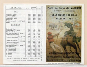 Tauromaquia Plaza Toros Valencia Programa de Mano año 1982 (DT-169) - Bild 1 von 1