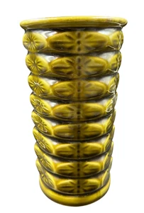 Vintage McCoy USA Floraline Atomic Starburst Vase 1960s Avocado Green 8.25" - Picture 1 of 9