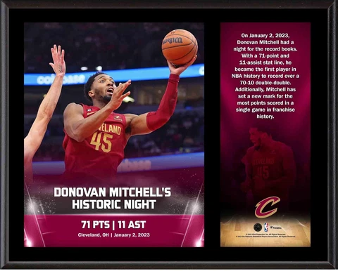 Donovan Mitchell Cleveland Cavaliers 12" x 15" 2022 71-11 Double-Double Plaque Cover
