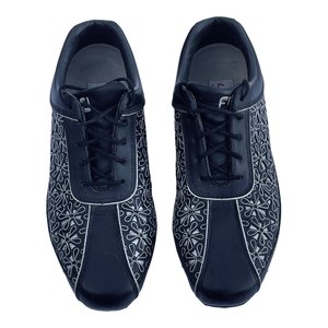 FootJoy FJ LoPro 97071 Black Leather Floral Golf Shoes Women Sz 8.5 Black White