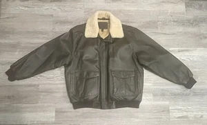 Boeing Brown Leather Aviator Bomber Jacket Mens Sz XL Great Condition !! - Picture 1 of 7