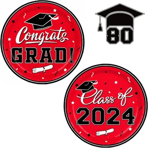 Graduation Party Supplies 2024 Graduation Party Dinnerware Red Disposable Paper  - Picture 1 of 7