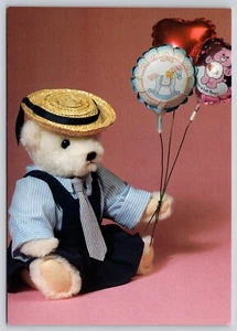 Postcard Sitting Pretty Teddy Bear #22 Flair Postcards 1991 Bear with Balloons - Bild 1 von 2