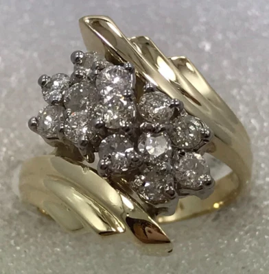 Anillo de diamantes de 14 quilates de oro de 14 quilates audaz elegante anillo de diamantes de 1,25 quilates Foto 1 de 4