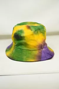 Mardi Gras Mambo Hand Dyed One-of-a-Kind Hand Tie Dyed Reversible Bucket Hat - Picture 1 of 18