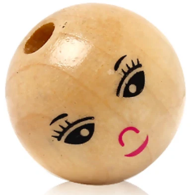 30 Stück Holzperlen 22mm mit 5mm Loch, Gesicht, Rund, Holzkugeln Zum Basteln  - Bild 1 von 4