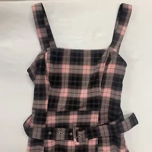 H&M Black and Pink Plaid Fitted dress Size Small New W/Tags - Picture 1 of 11