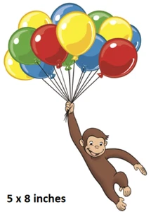 Curious George Wall Decal Balloon Float Monkey Vinyl Sticker Peel and Stick Art - Picture 1 of 1