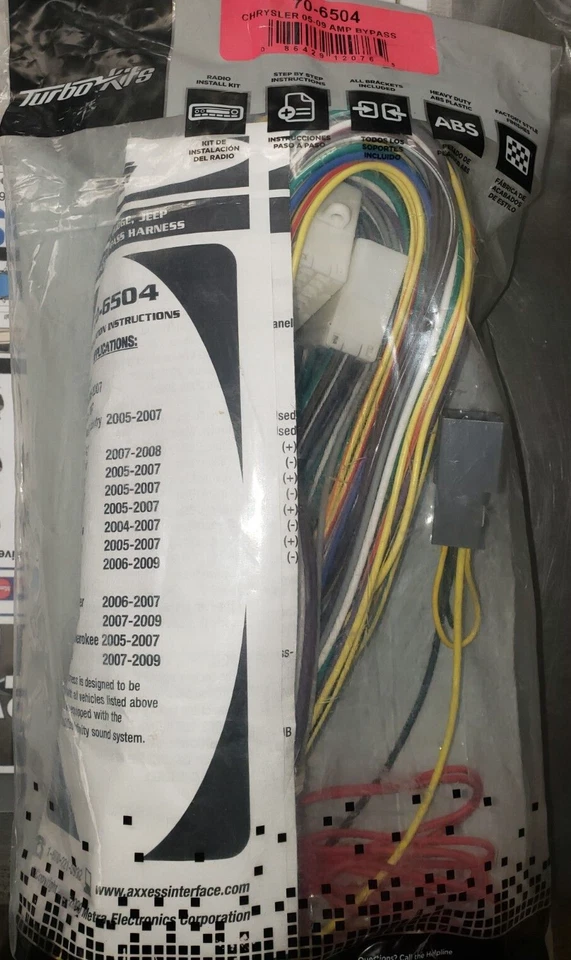 Chicote de fios 70-6504 Metra para 2004-09 Chrysler/Dodge/Jeep - Imagem 1 de 1