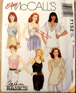 EASY McCalls 7152 Loose Pullover Tank Camisole Cami Top XS-Sml-M 4-6-8-10-12-14 - Picture 1 of 9