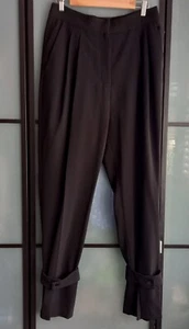 H&M Black Cuff Detail Trousers Pants Size 16 - Picture 1 of 9