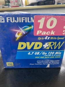 DVD-RW Fujifilm Discs DVDs 120 Min 4.7GB Jewel Cases Brand New Pack Of 10 - Picture 1 of 1