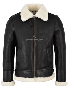 Men's B3 Sheepskin Jacket Real Leather Flying RAF WW2 Bomber Pilot Jacket NV-65 - Picture 1 of 10