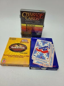 Vintage & Modern Lot of 3 Card Games - Caught Cha, Survivor, Charade Cards - Picture 1 of 5