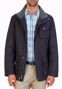 NUOVO PARKA UOMO NAUTICA IMPERMEABILE MULTITASCHE BLU NAVY GIACCA $198 - Foto 1 di 2