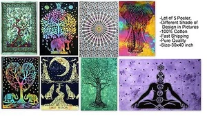 5 Pcs Mandala Tapestry Wall Hanging Throw bedding Cotton Poster Wholesale Lot - Picture 1 of 12