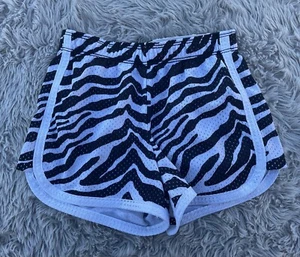 Justice Girl's sz 8 Black & White Zebra Print Dolphin Hem Athletic Shorts - Picture 1 of 3