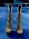 Alejandra Beyaz Womens Gold Studded Gladiator Stiletto High Heel Sandal 7.5
