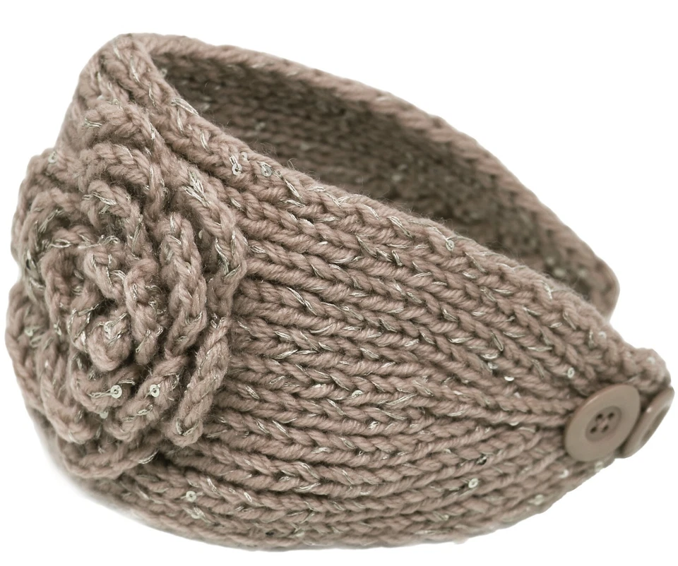 Diadema de invierno brillante tejida para mujer calentador de orejas ganchillo envoltura para la cabeza Foto 1 de 1