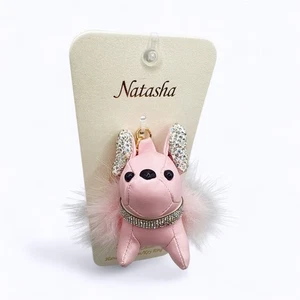 NUEVO Bolso de Mano Natasha Dije/Llavero/Llavero - Estrás Rosa Perro - Imagen 1 de 4