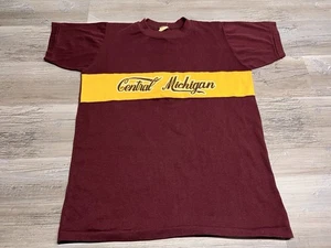 Vintage 70s Central Michigan University T-Shirt USA Made Sz L Collegiate Tee - Picture 1 of 8