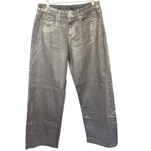 Jean baggy taille haute Wild Fable femme taille 8 coton argenté coupe décontractée denim - Photo 1/8