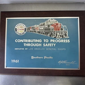 Vintage Southern Pacific lines Railroad Wall Plaque. Safety Award LA Shops 1961 - Picture 1 of 16